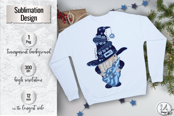 Cute Winter Gnome with Christmas Tree PNG for Crafts