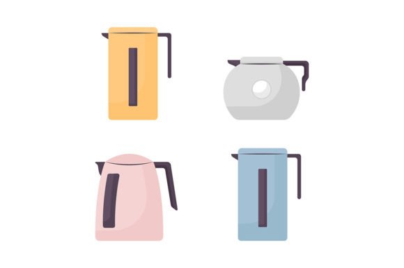 Electric Kettles Objects Set for Modern Design