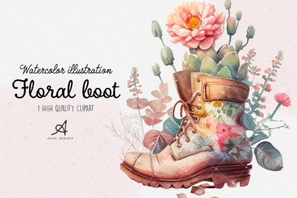 Elevate Your Crafts with Watercolor Floral Boot Sublimation Designs