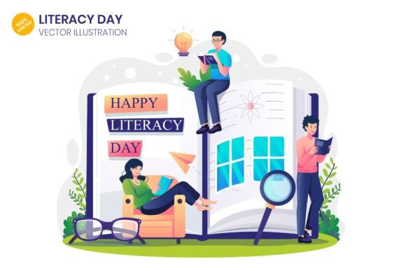 Maximizing Your Design Impact with Literacy Day Illustration - SVG AI EPS Assets