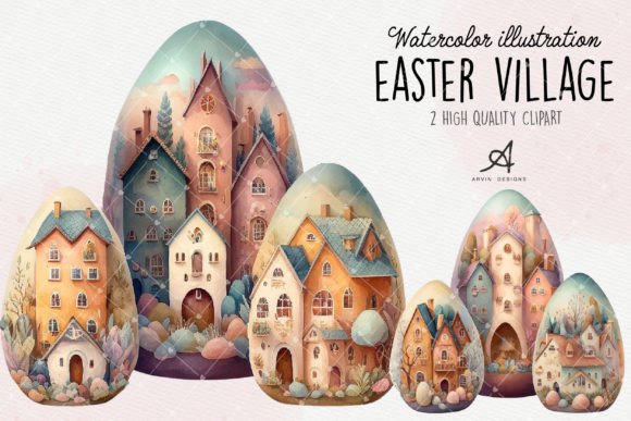Revitalizing Seasonal Branding with Easter Village Sublimation Design