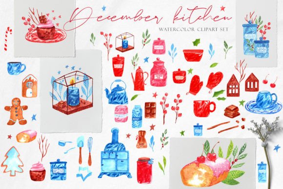 Unlocking Winter Creativity with the December Kitchen Watercolor Clipart Set