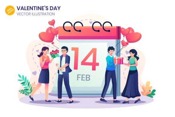 Valentine's Day Flat Illustration: A Modern Design Asset