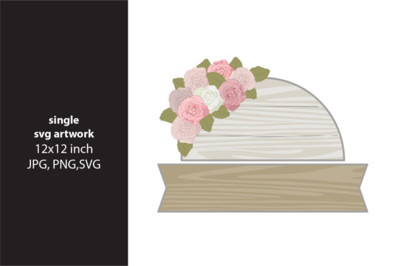 Wooden Board with Roses Design Asset